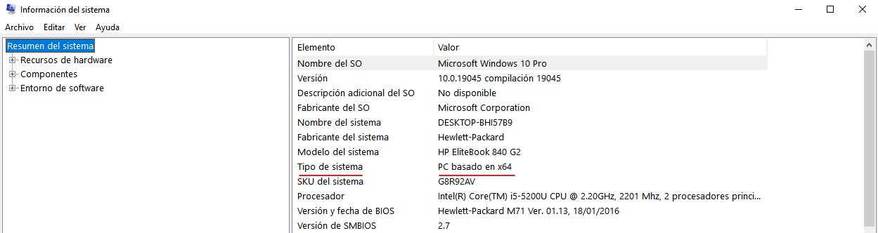 tipo de sistema windows